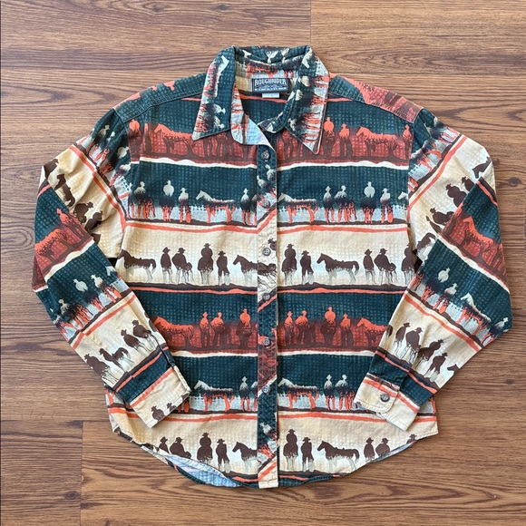 Roughrider Tops - Roughrider by Circle T Cowboy Print Shirt